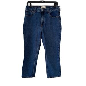 Abercrombie & Fitch Dark Blue Ankle, Straight Ultra High-Rise
